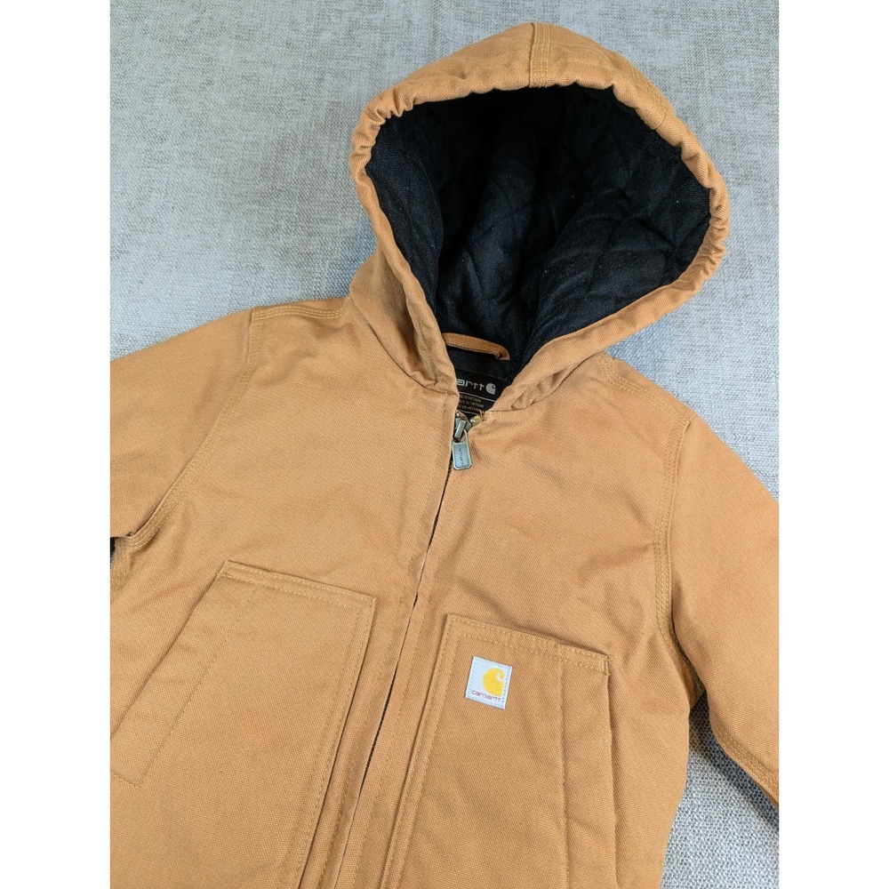 Carhartt Jacket Toddler Boy 2T Brown Canvas Insulated Hooded Active Canvas
